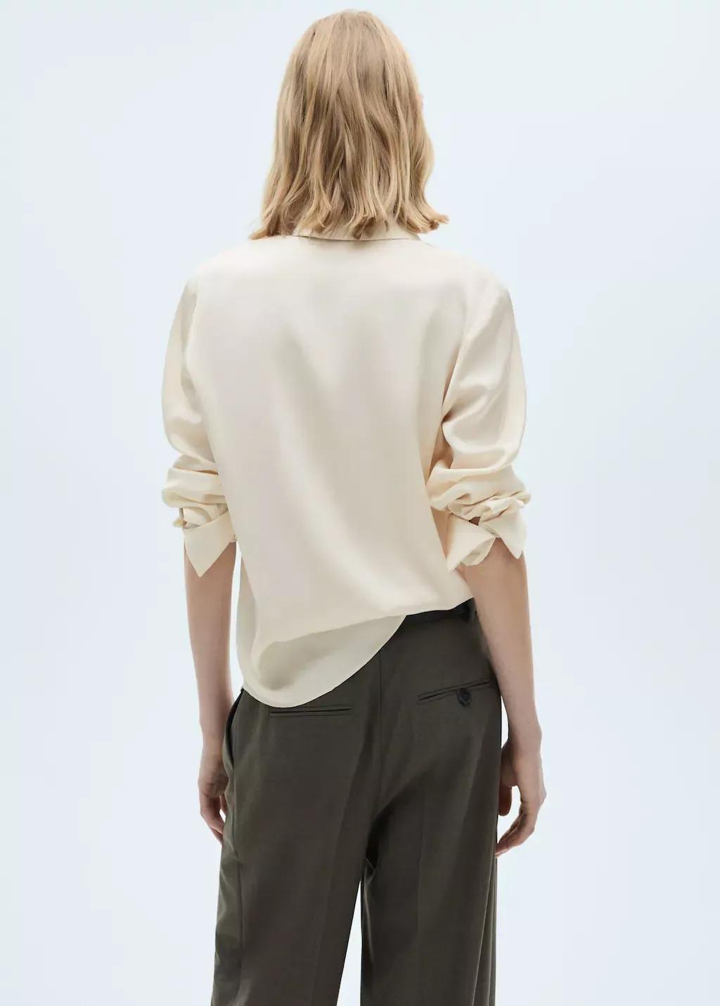 White Satin Finish Flowy Shirt, , large image number 9