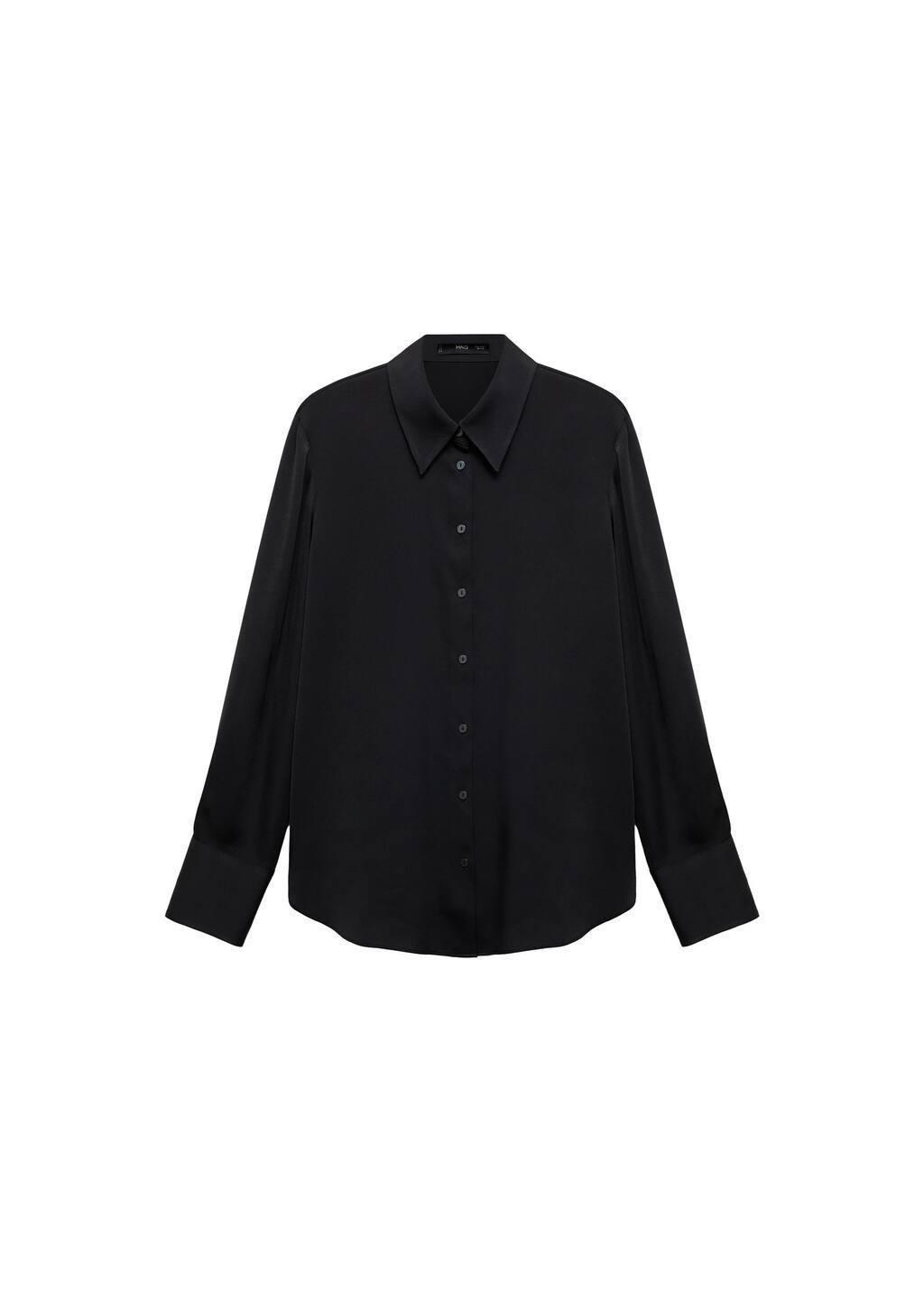 Black Satin Finish Flowy Shirt, , large image number 2