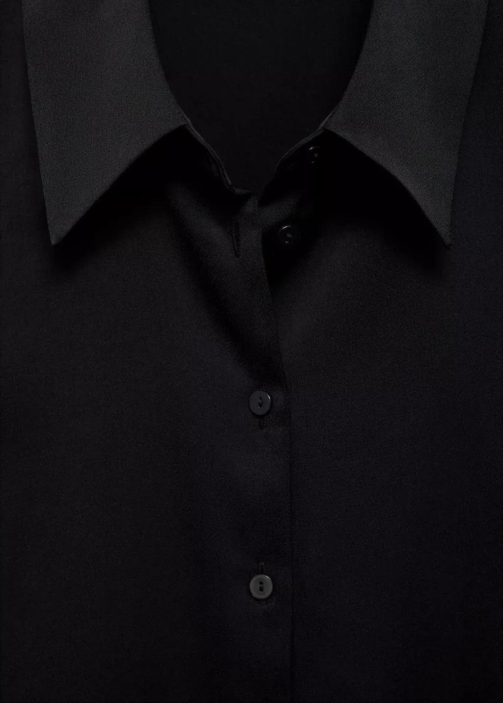 Black Satin Finish Flowy Shirt, , large image number 7