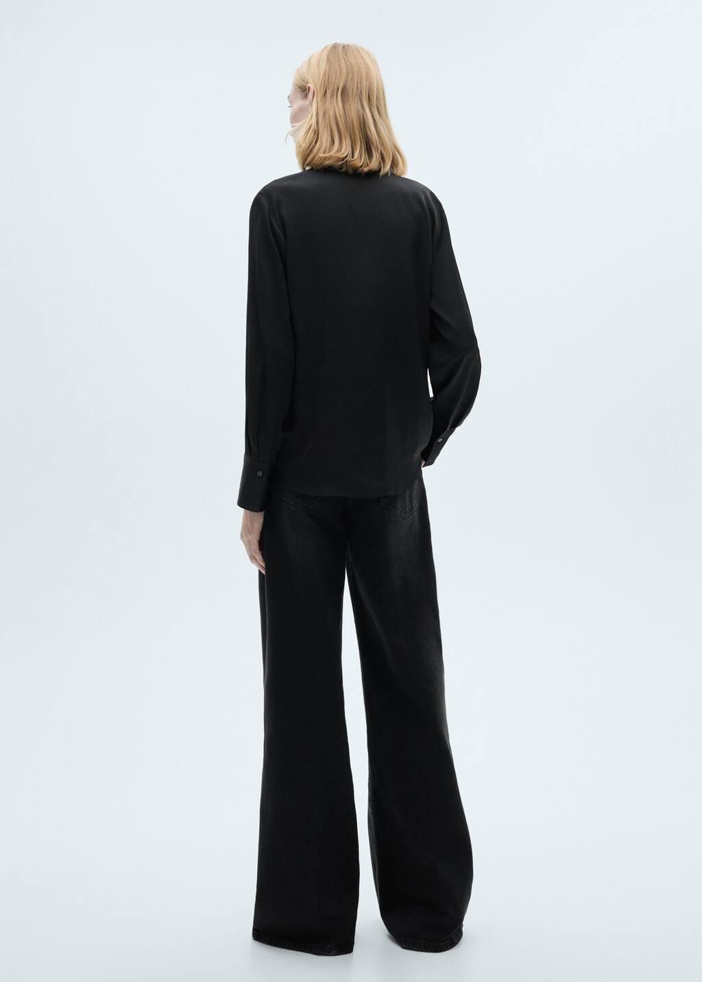 Black Satin Finish Flowy Shirt, , large image number 8
