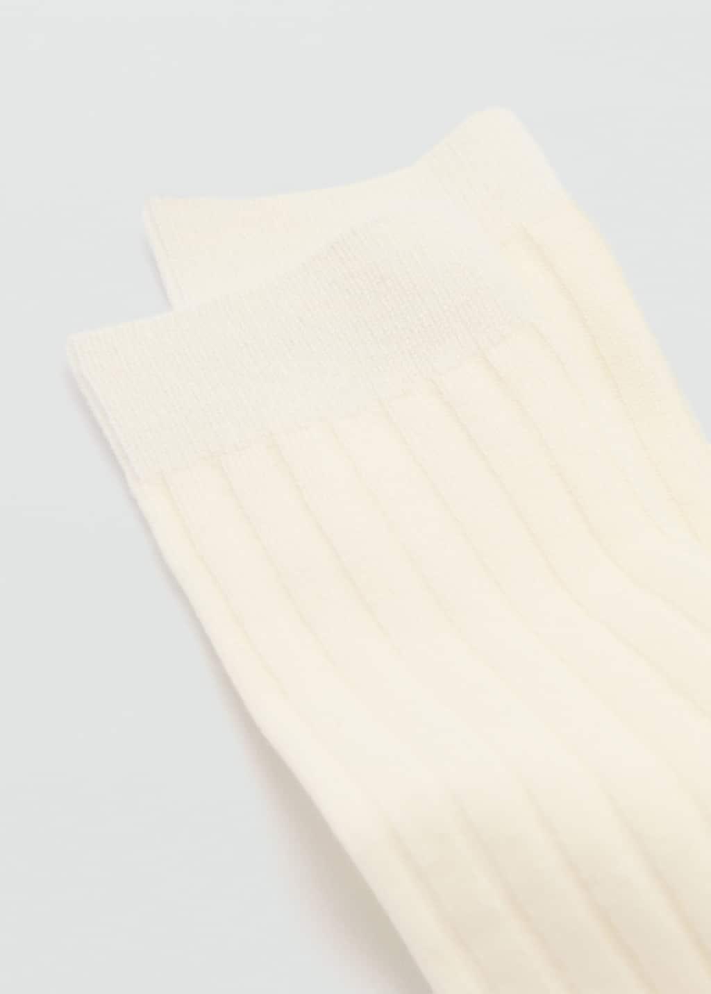 Beige Ribbed Wool Blend Socks, 0201_05, large image number 0