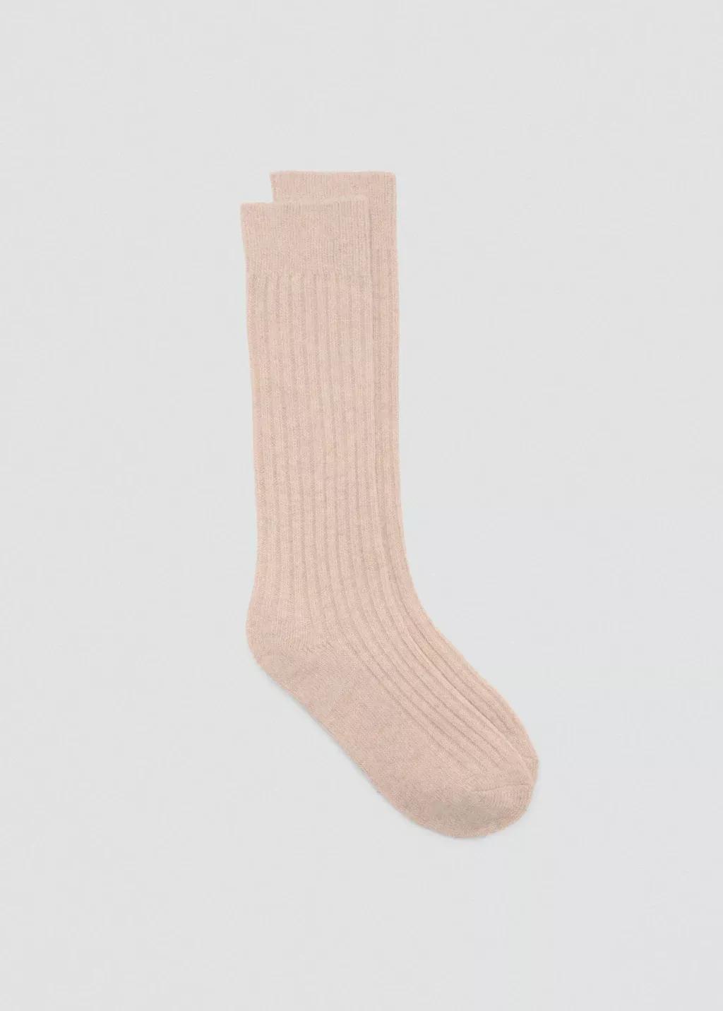 Beige Ribbed Socks, Light Beige, large image number 2