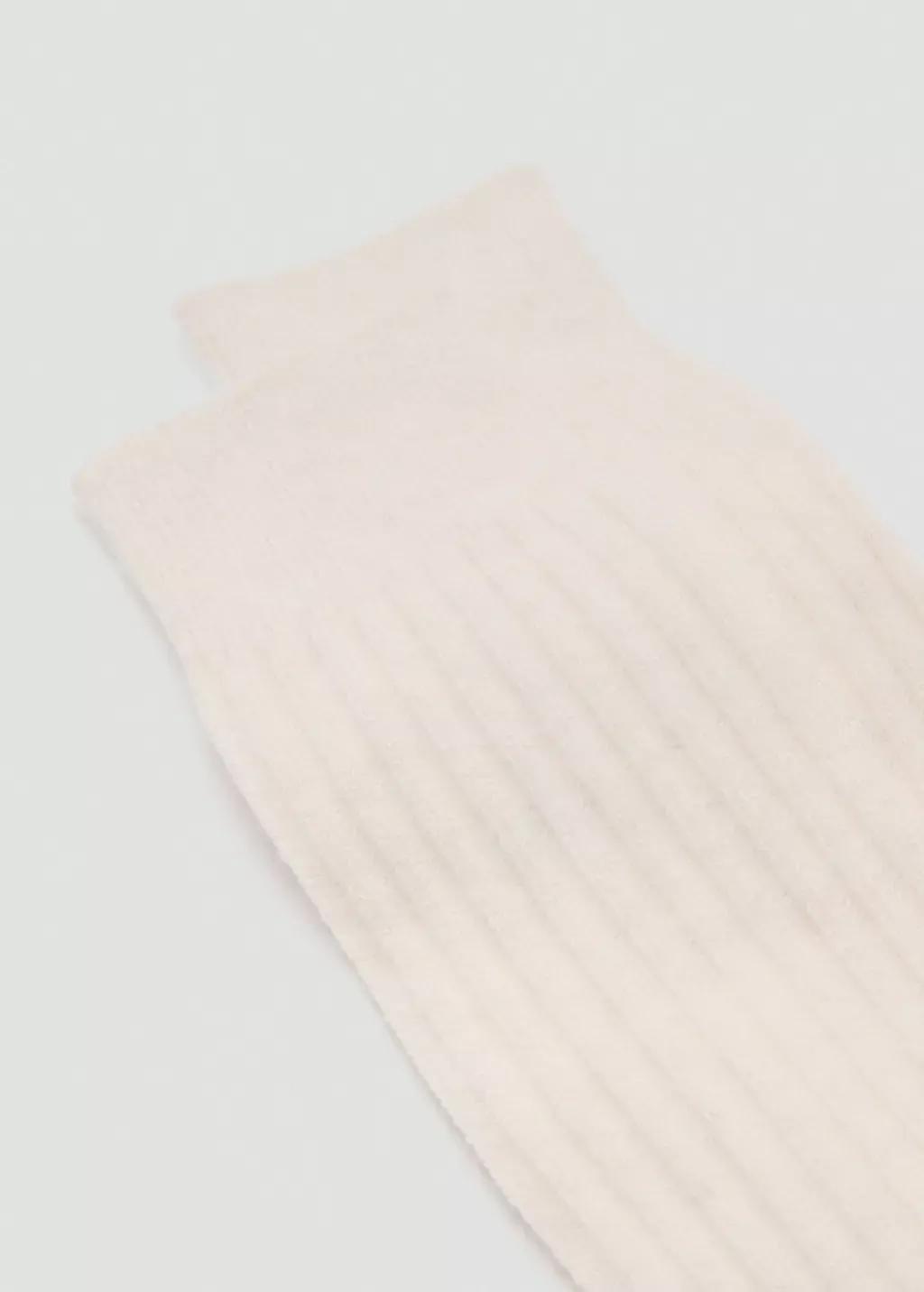 Beige Ribbed Socks, Light Beige, large image number 0