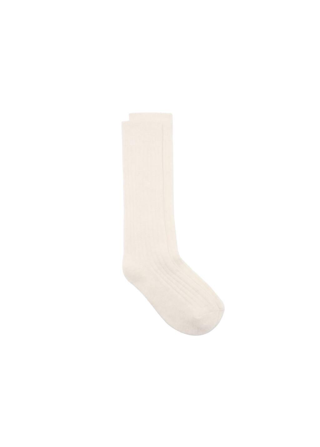 Beige Ribbed Socks, Light Beige, large image number 1