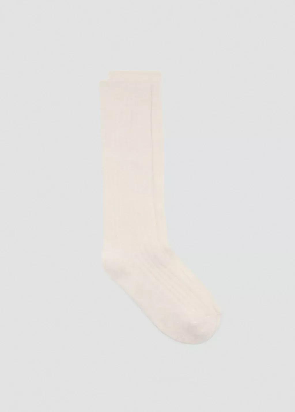 Beige Ribbed Socks, Light Beige, large image number 2