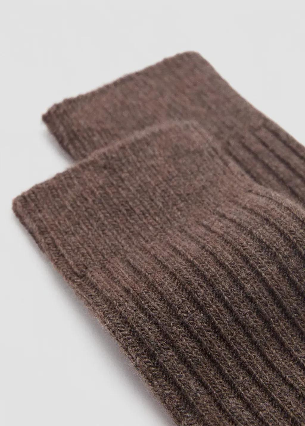 Brown Ribbed Socks, Brown, large image number 0