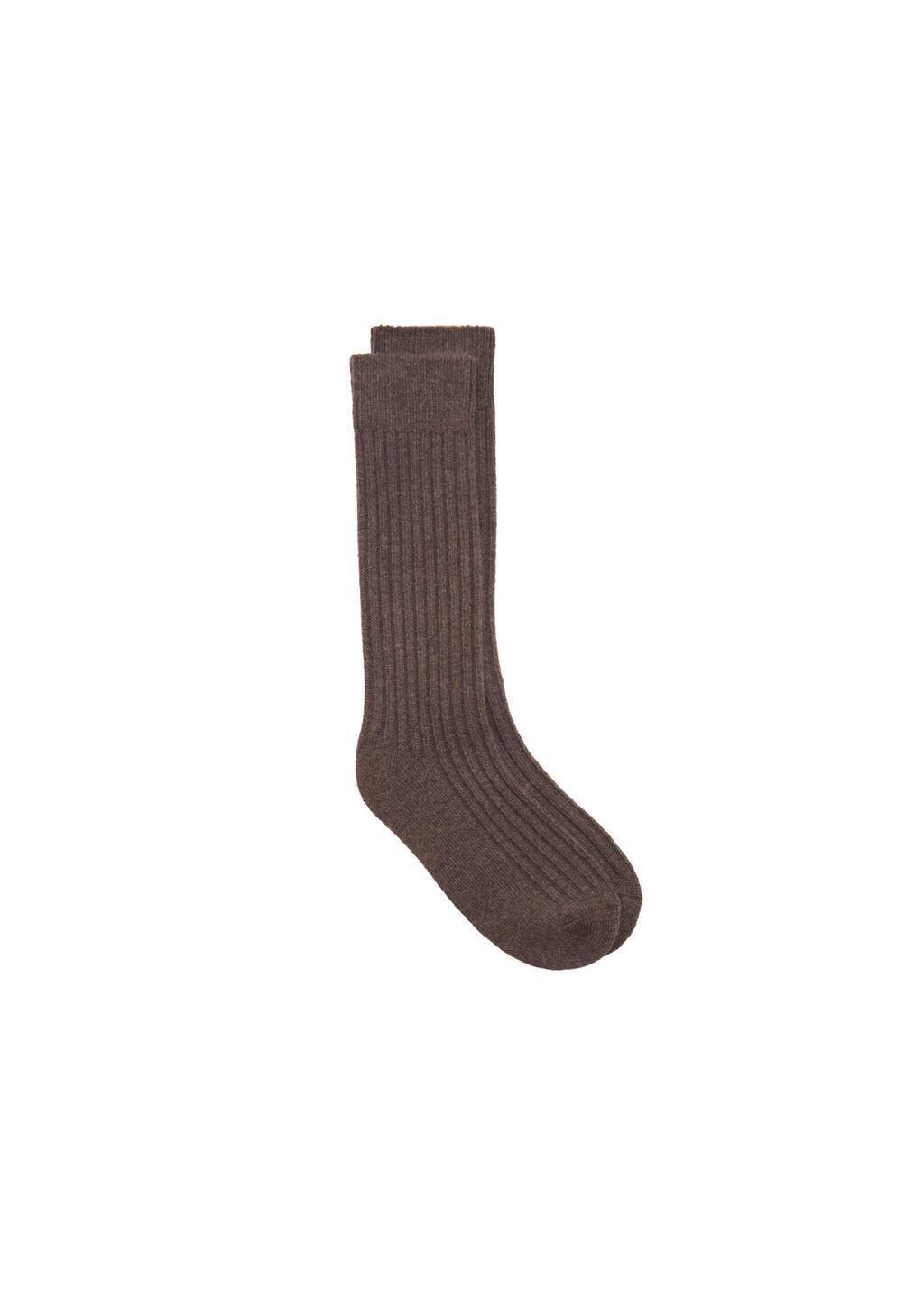 Brown Ribbed Socks, Brown, large image number 1