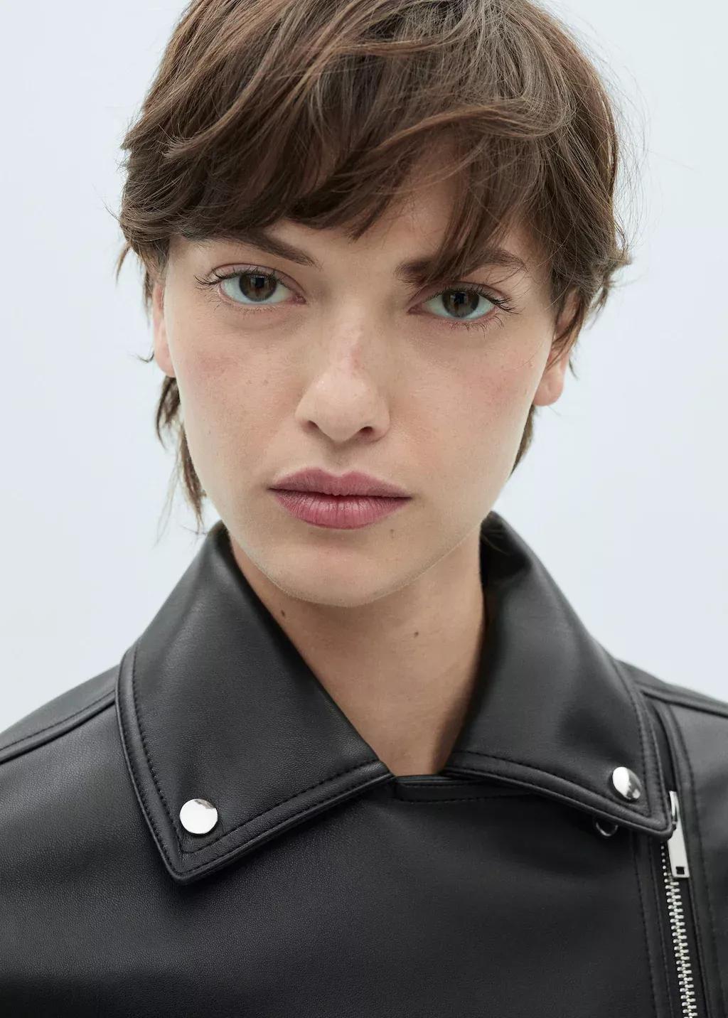 Black Leather-Effect Biker Jacket, 0201_99, large image number 1