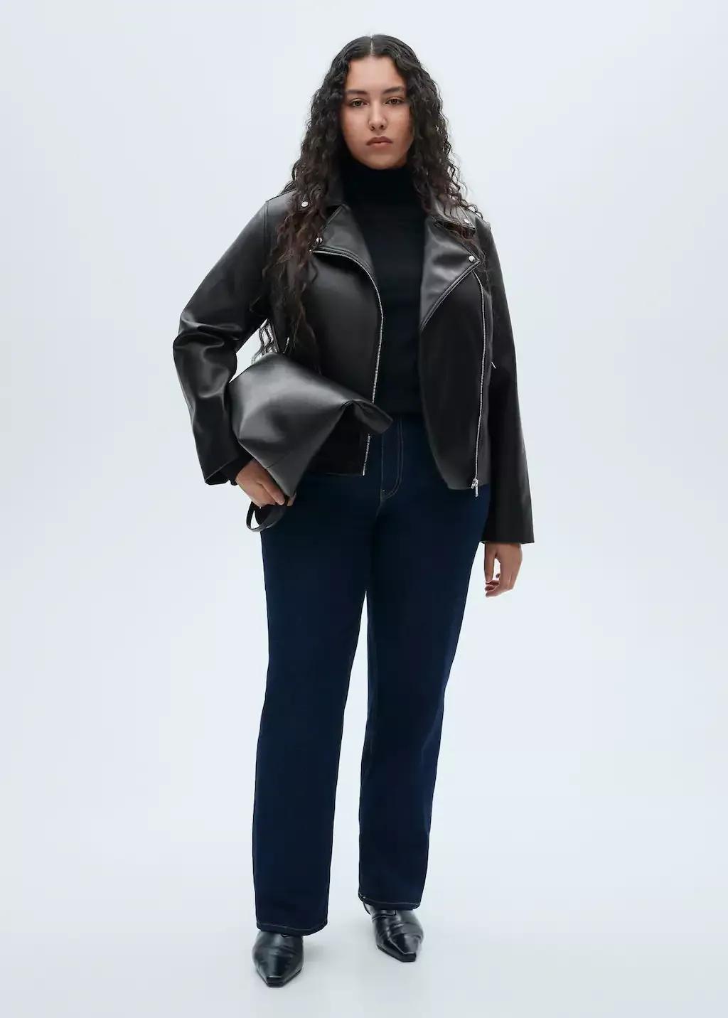 Black Leather-Effect Biker Jacket, 0201_99, large image number 3