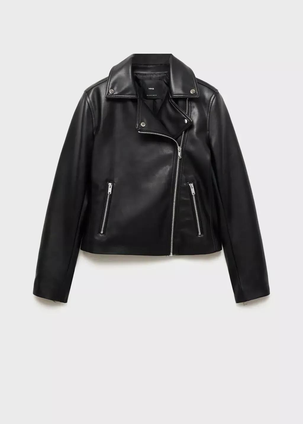 Black Leather-Effect Biker Jacket, 0201_99, large image number 4