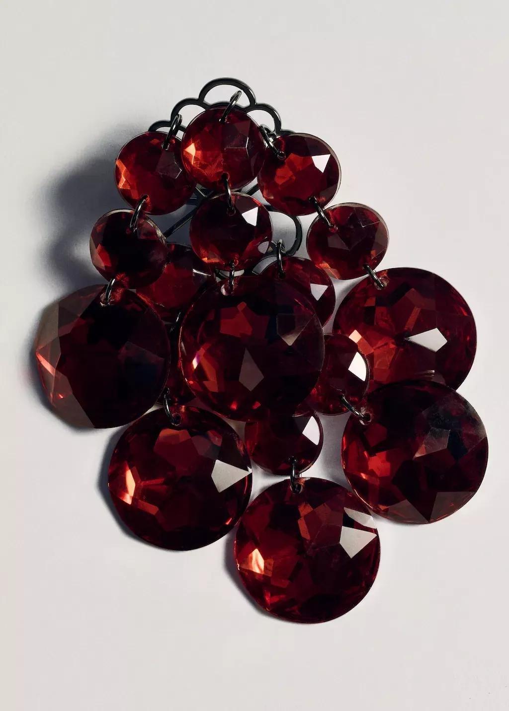 Red Beaded Cascade Earrings, Red, large image number 3