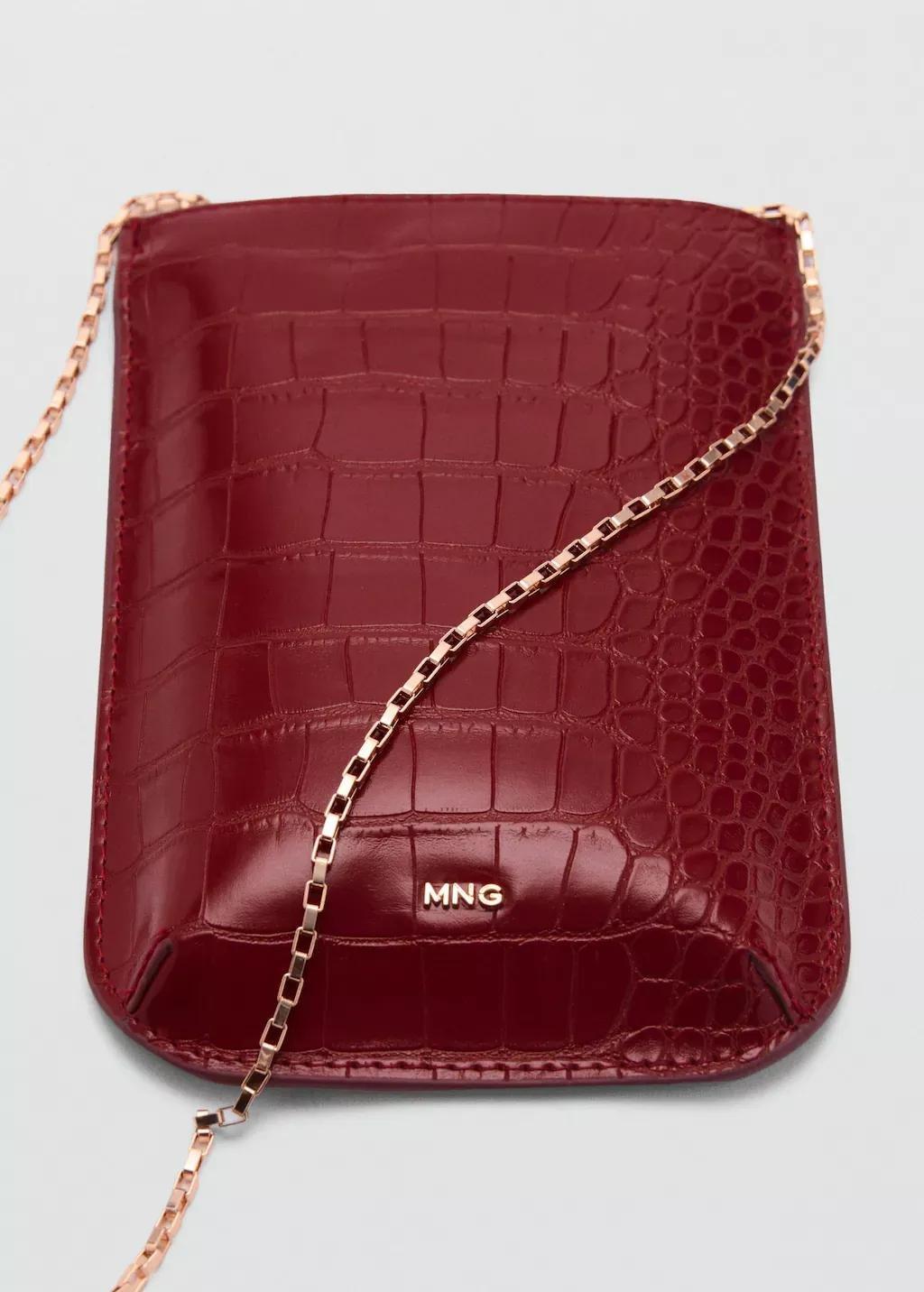 Red Crocodile Leather Effect Mobile Case, Red, large image number 1