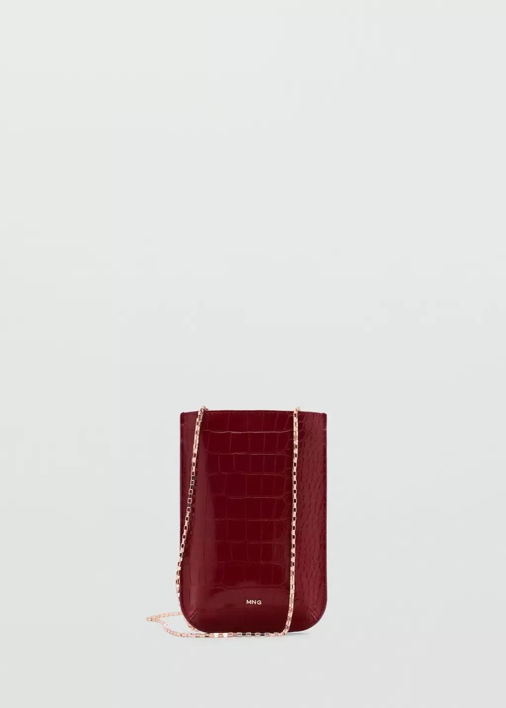 Red Crocodile Leather Effect Mobile Case, Red, large image number 4