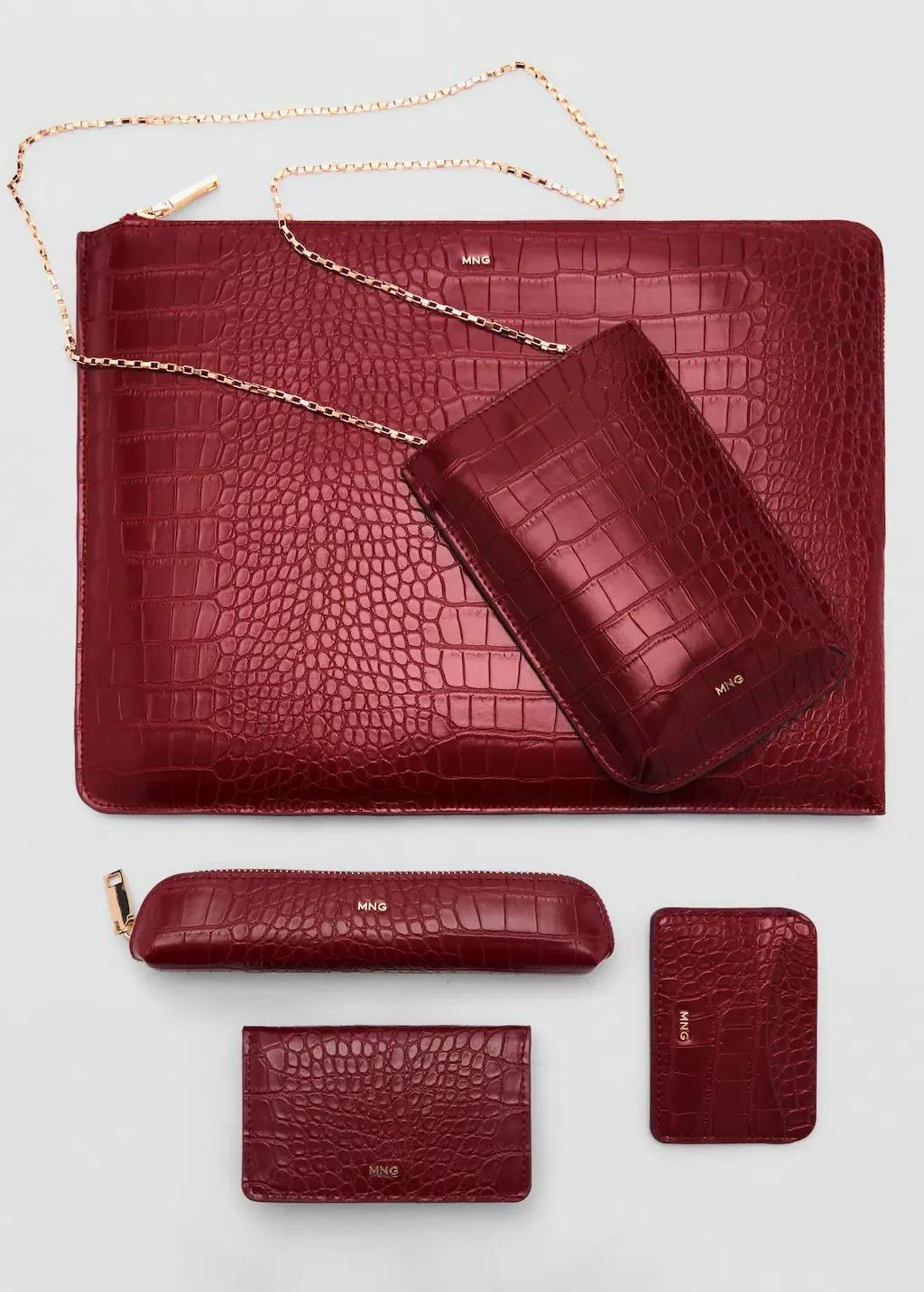 Red Crocodile Leather Effect Mobile Case, Red, large image number 5
