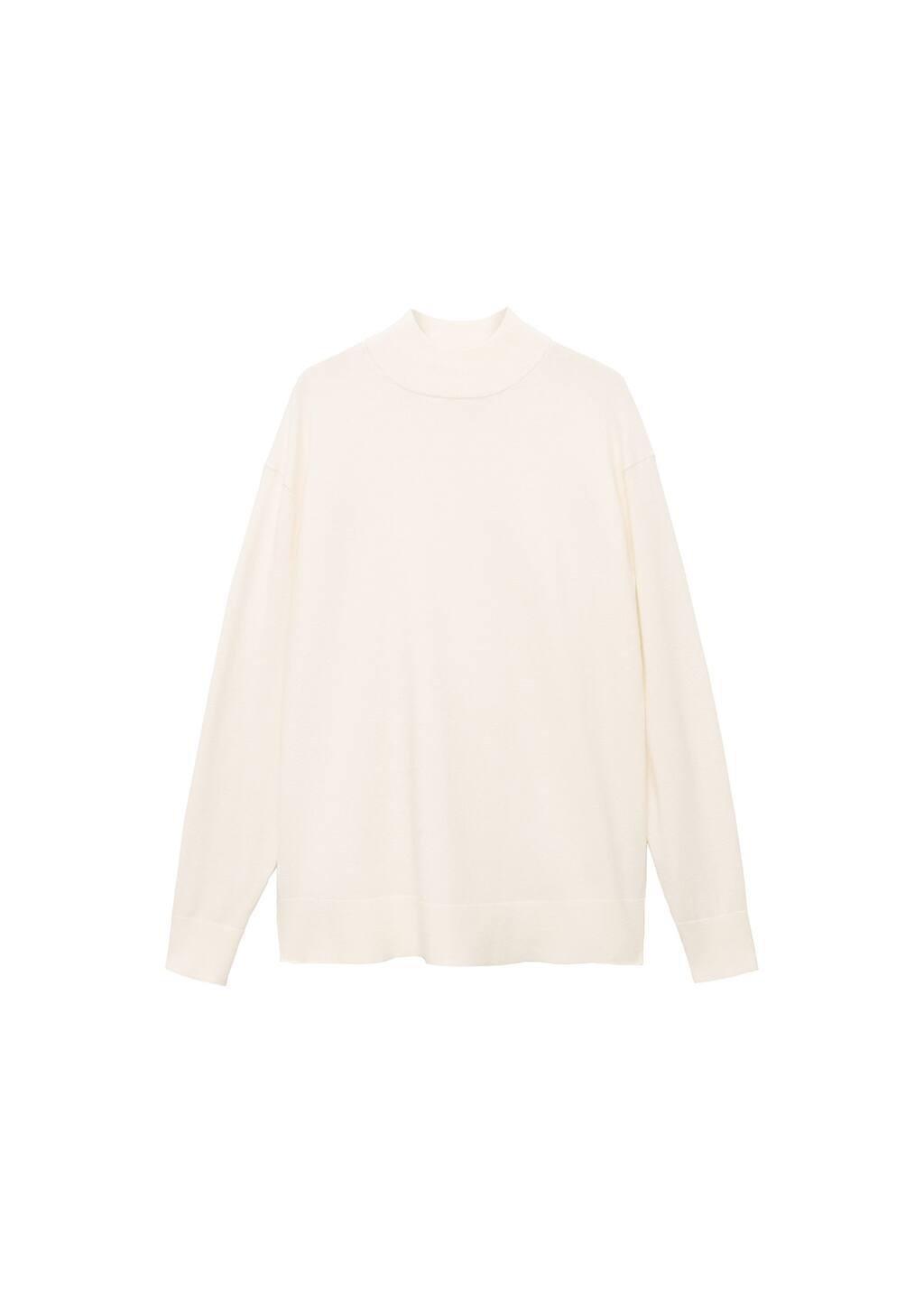 Beige Perkins Neck Knitted Sweater, , large image number 2