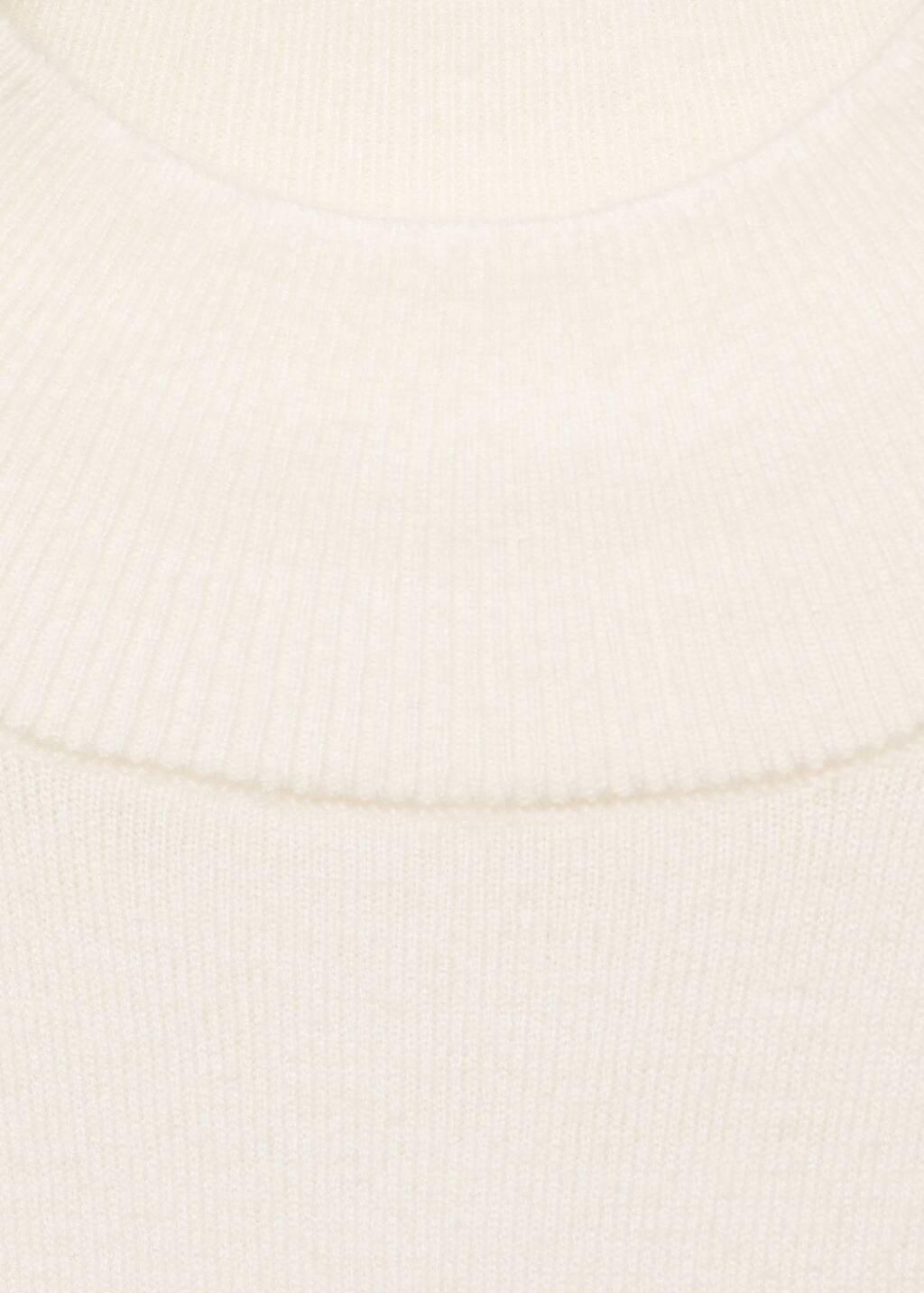 Beige Perkins Neck Knitted Sweater, , large image number 4