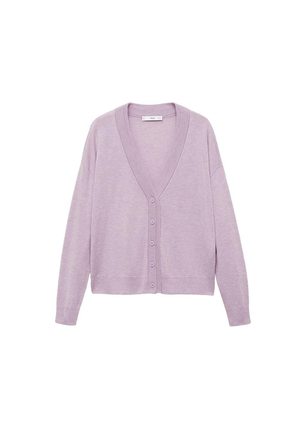 Purple Lt-Pastel V-Neck Knitted Cardigan, , large image number 2