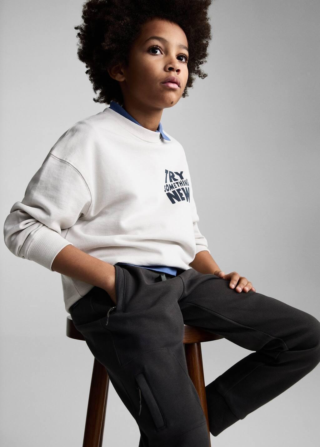 Grey Jogger Trousers With Elastic Waist, Kids Boy, , large image number 3