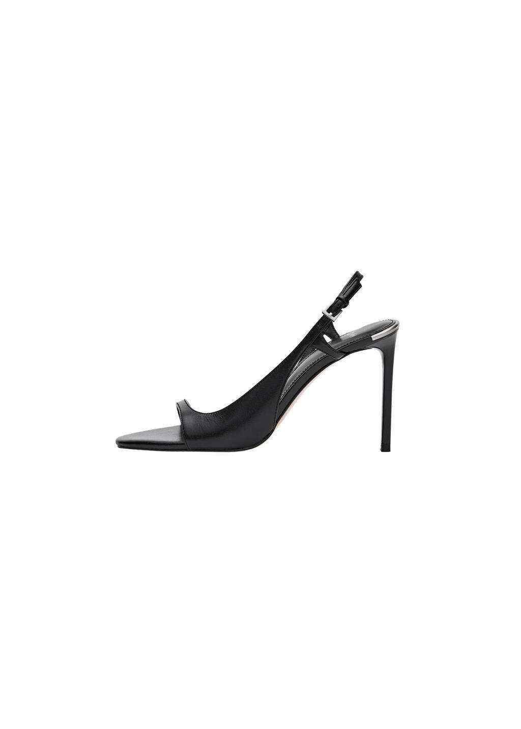 Black Heeled Leather Sandals, , large image number 2