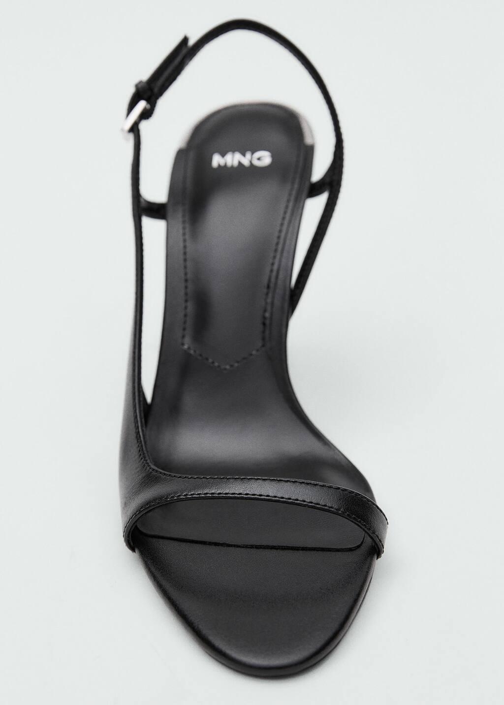 Black Heeled Leather Sandals, , large image number 3