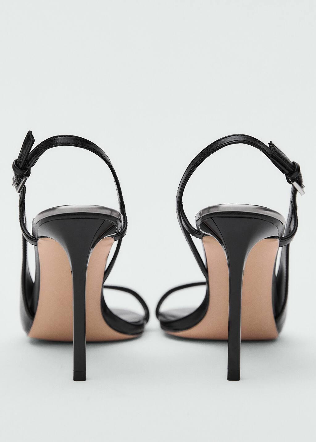 Black Heeled Leather Sandals, , large image number 5