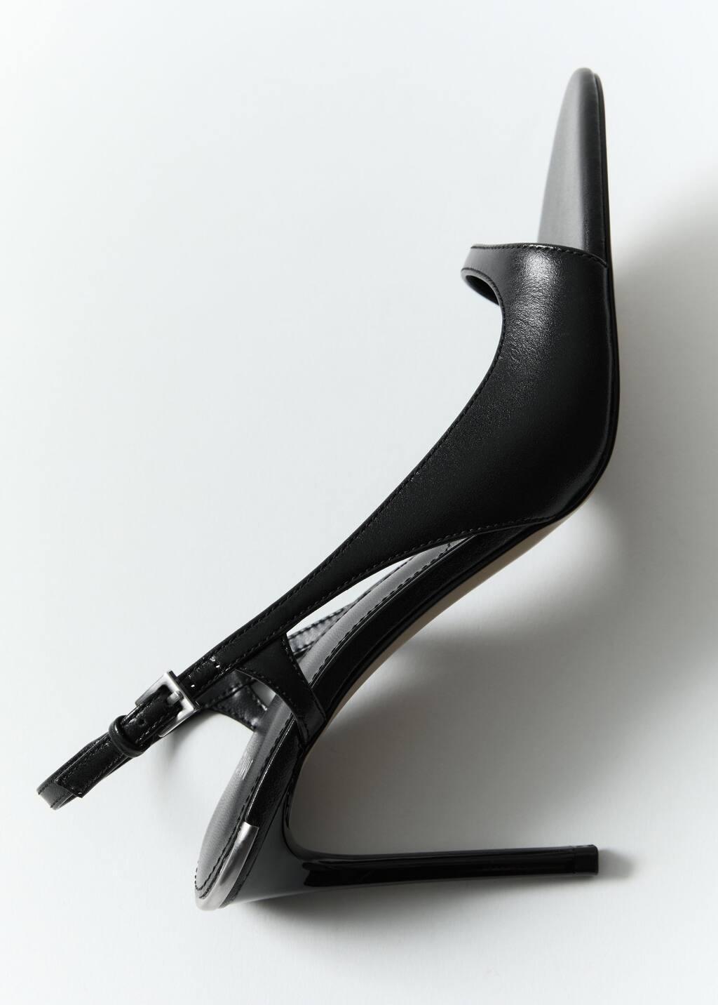 Black Heeled Leather Sandals, , large image number 6
