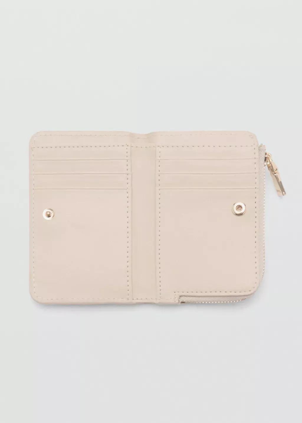 White Leather Effect Quilted Wallet, Natural White, large image number 1