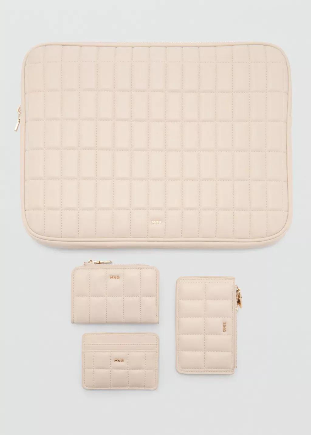 White Leather Effect Quilted Wallet, Natural White, large image number 2