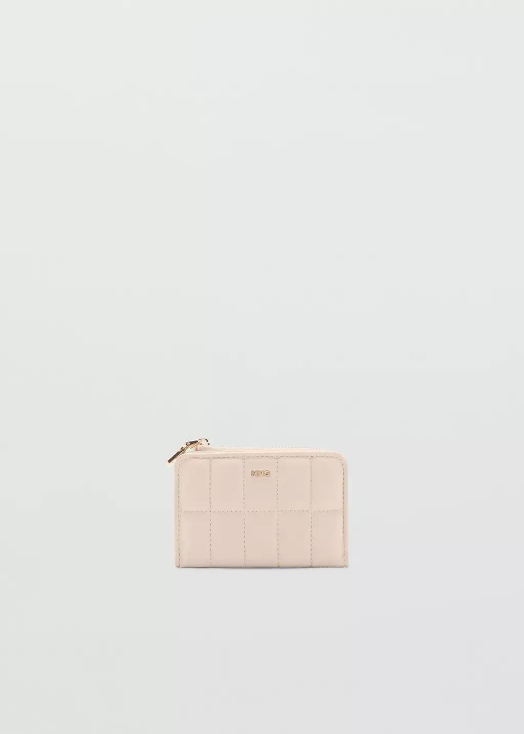 White Leather Effect Quilted Wallet, Natural White, large image number 3