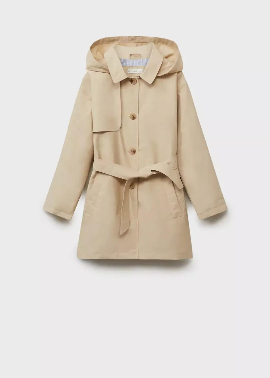 Brown Short Hooded Trench Coat, Kids Girl, , large image number 4