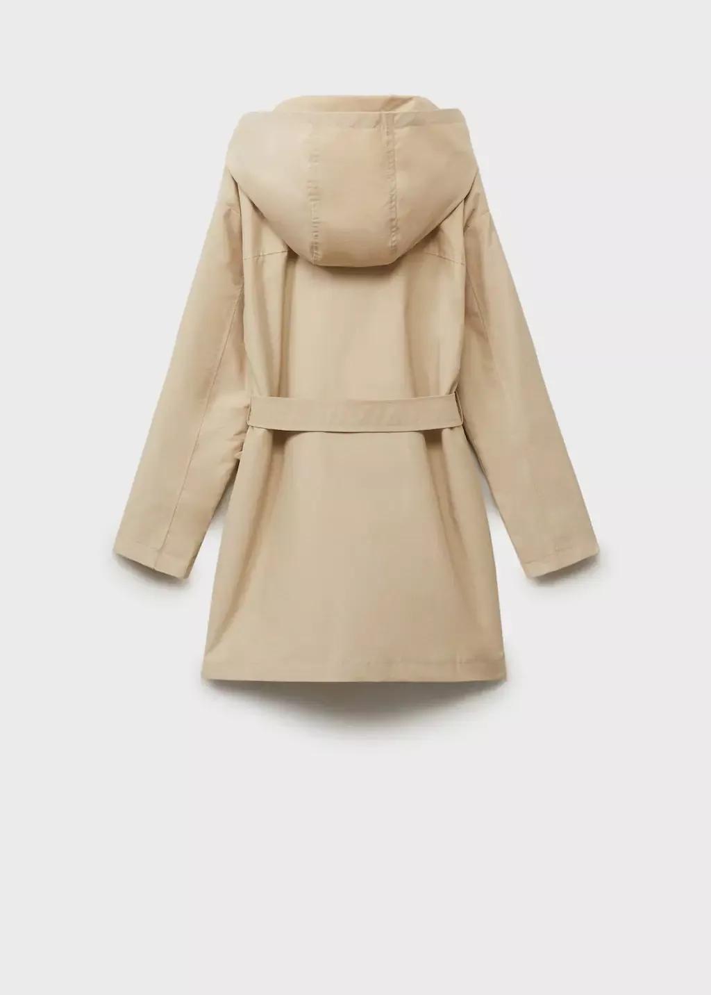 Brown Short Hooded Trench Coat, Kids Girl, , large image number 7