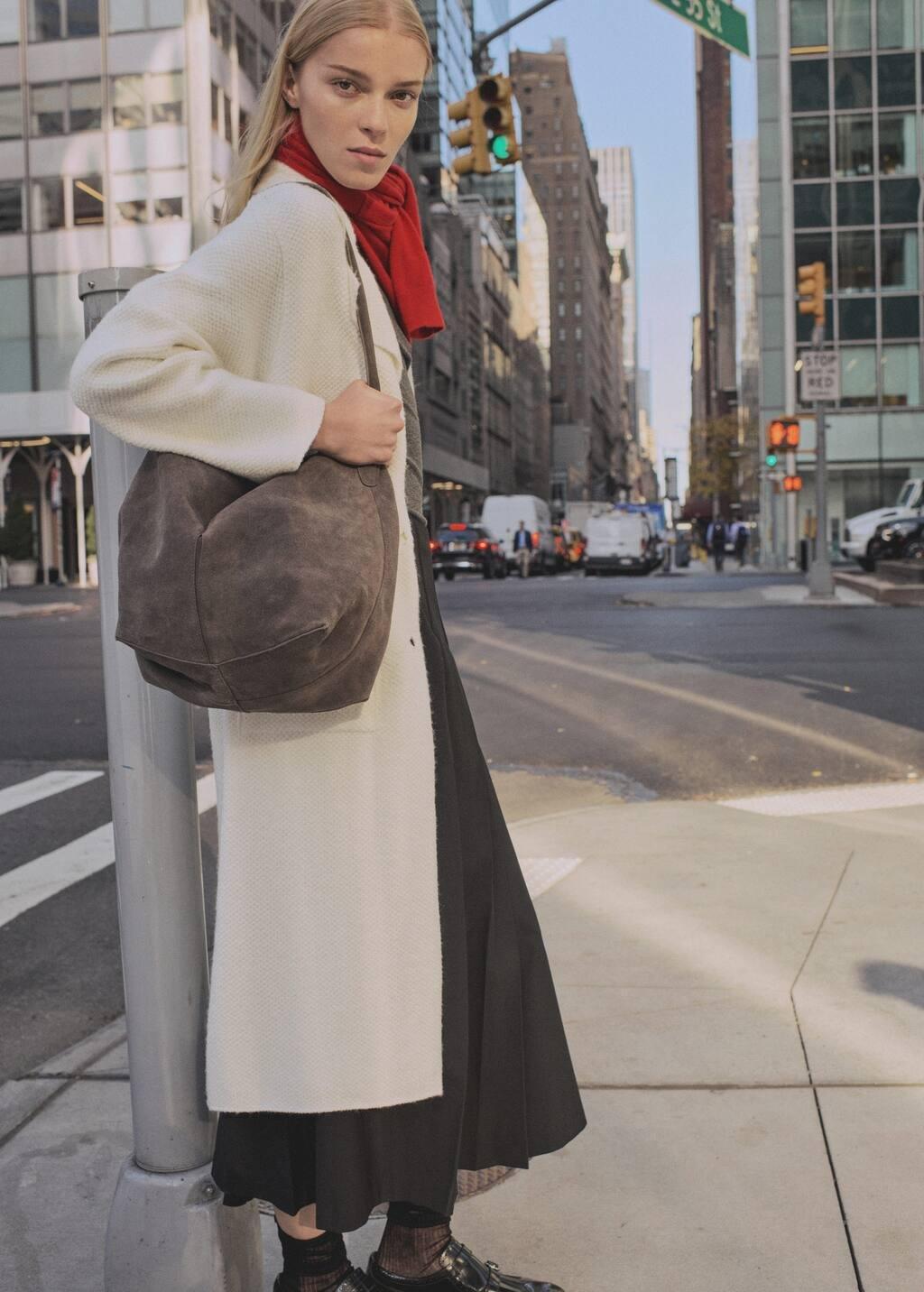 Beige Knitted Coat With Pockets, , large image number 3