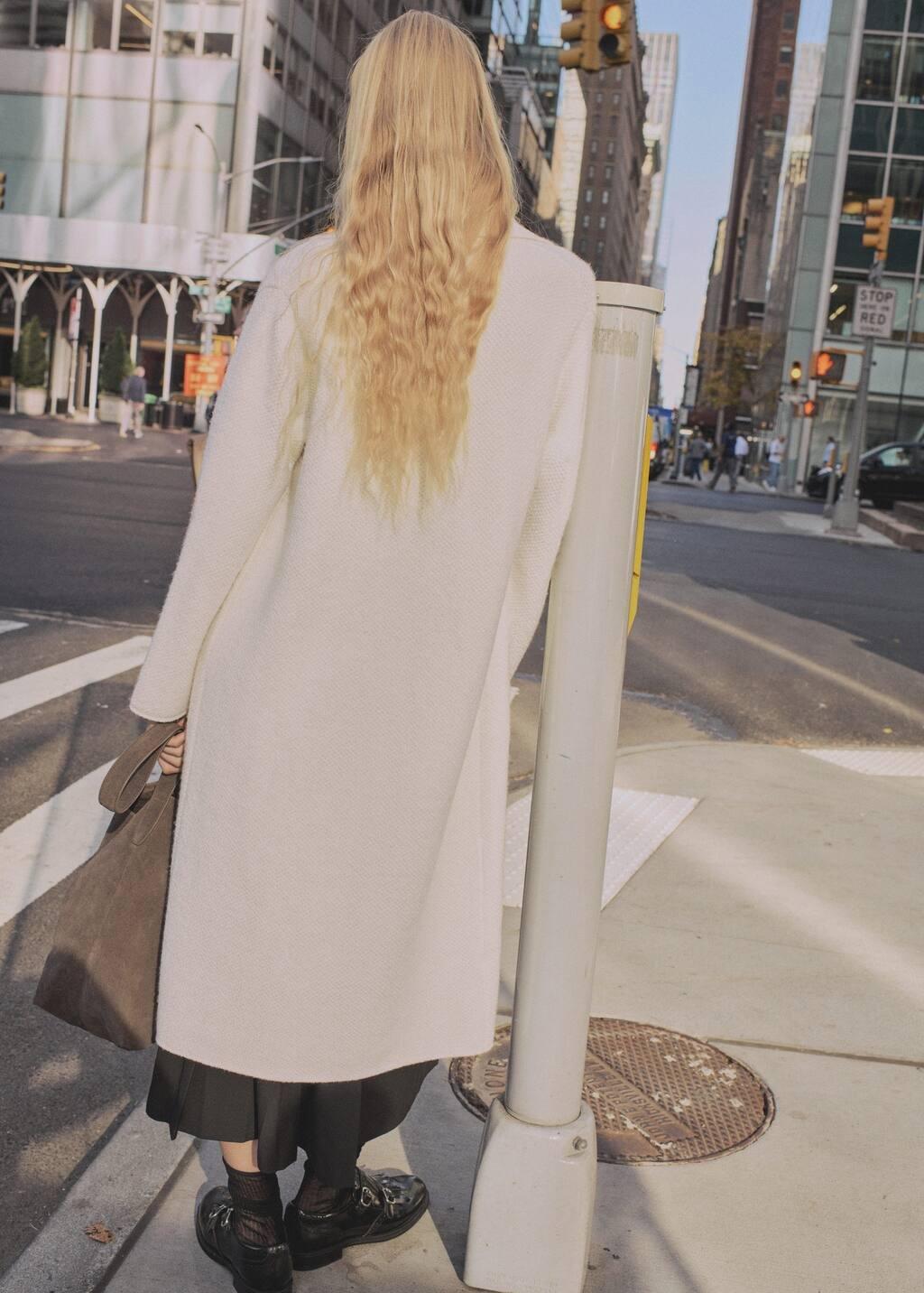 Beige Knitted Coat With Pockets, , large image number 7