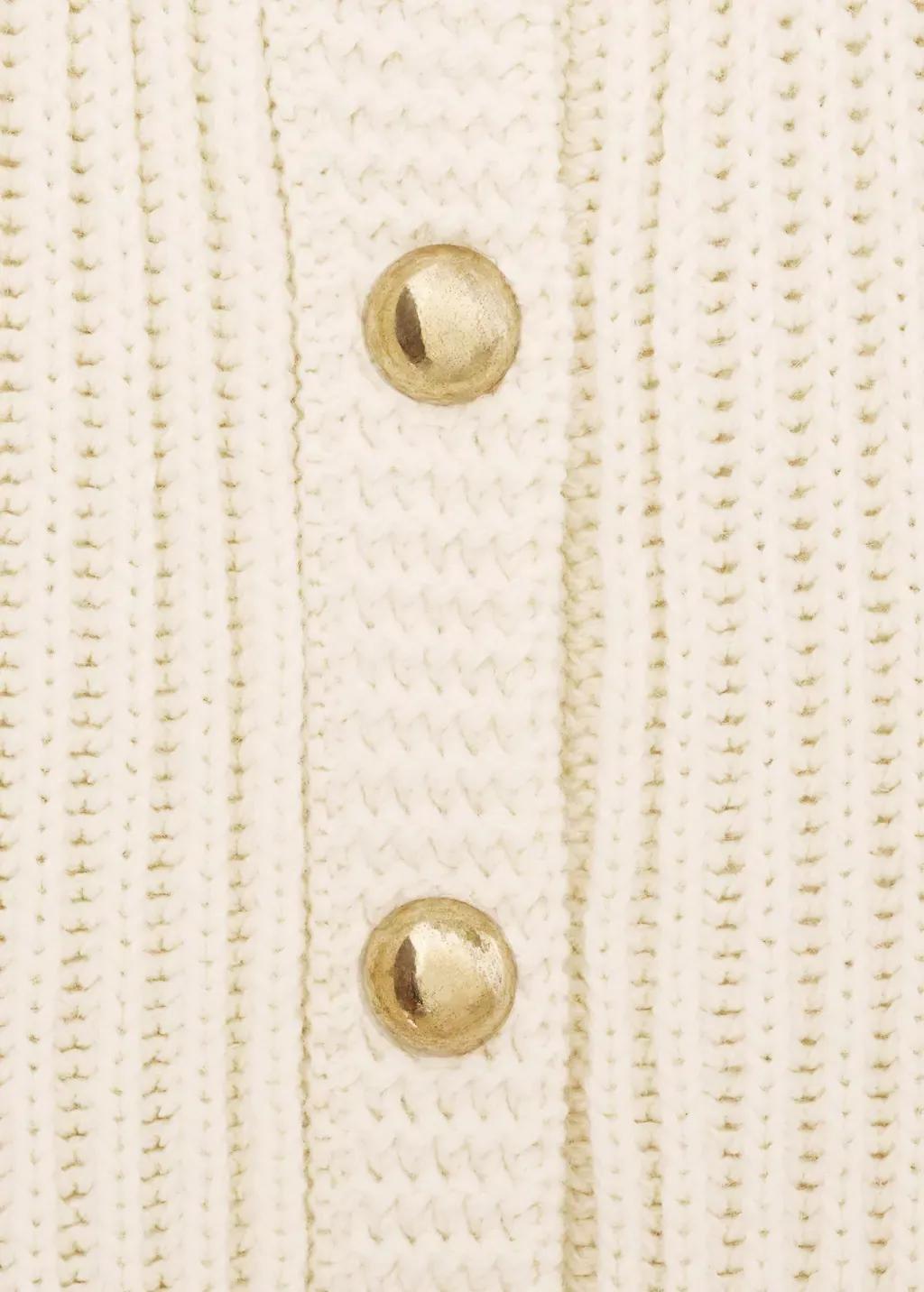 Beige Knitted Cardigan With Jewel Button, , large image number 6