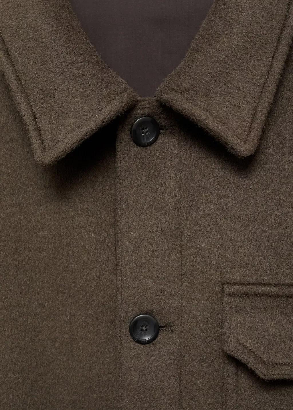Khaki Wool-Blend Flannel Overshirt, , large image number 6