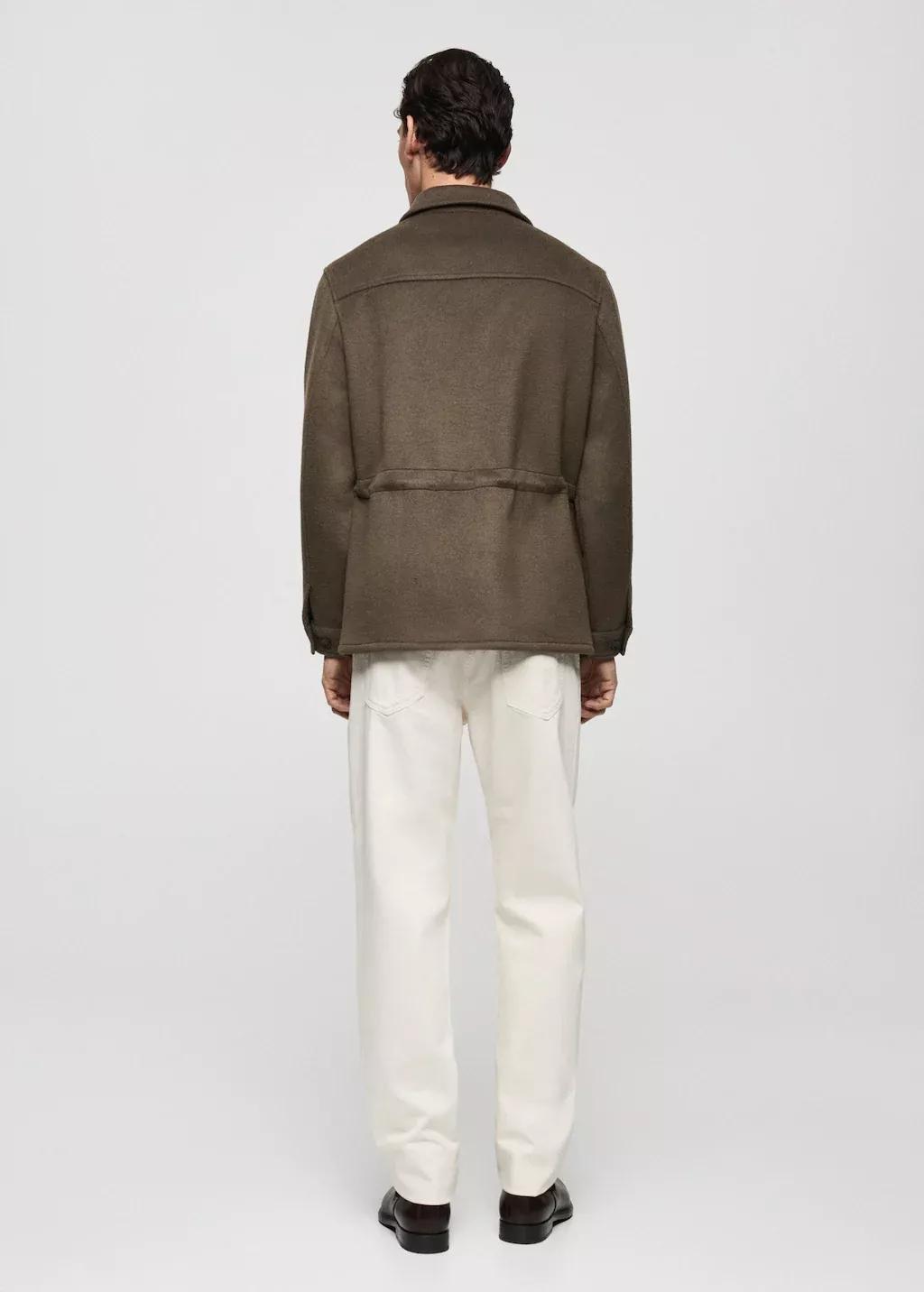 Khaki Wool-Blend Flannel Overshirt, , large image number 7