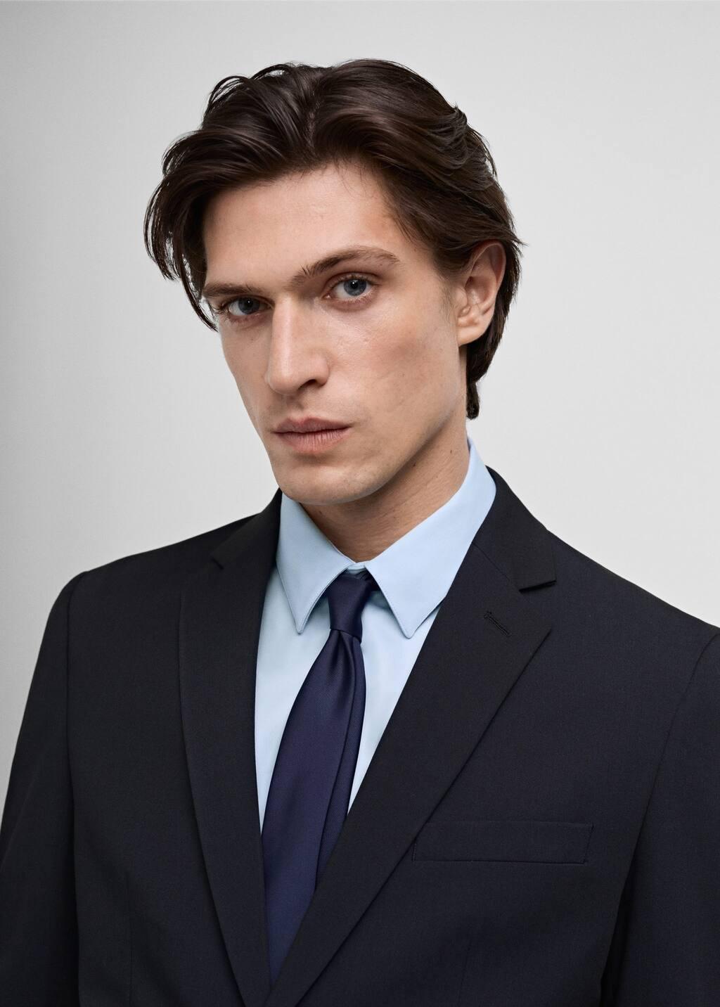 Navy Super Slim Fit Suit Jacket Made Of Stretch Fabric, , large image number 1