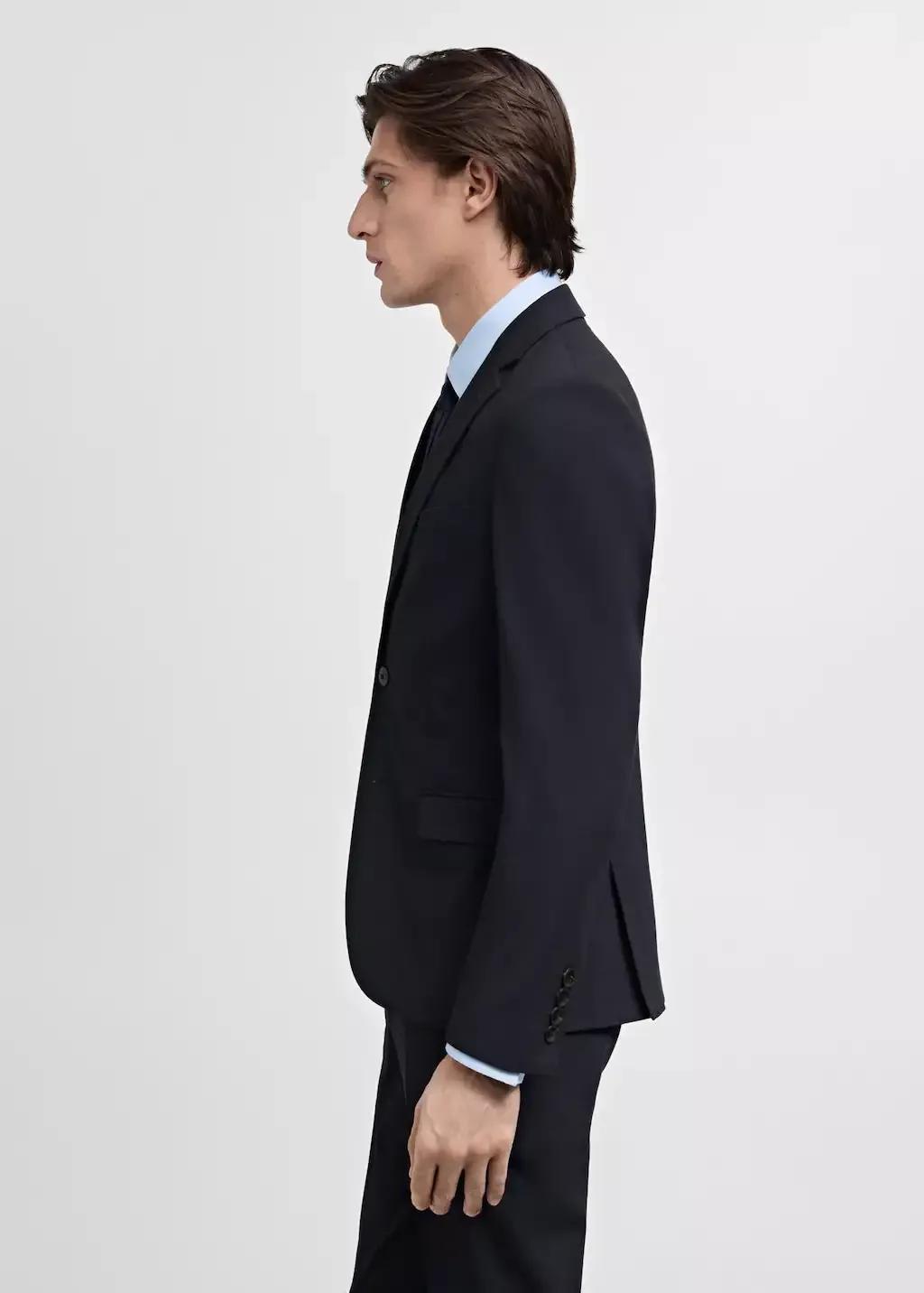 Navy Super Slim Fit Suit Jacket Made Of Stretch Fabric, , large image number 3