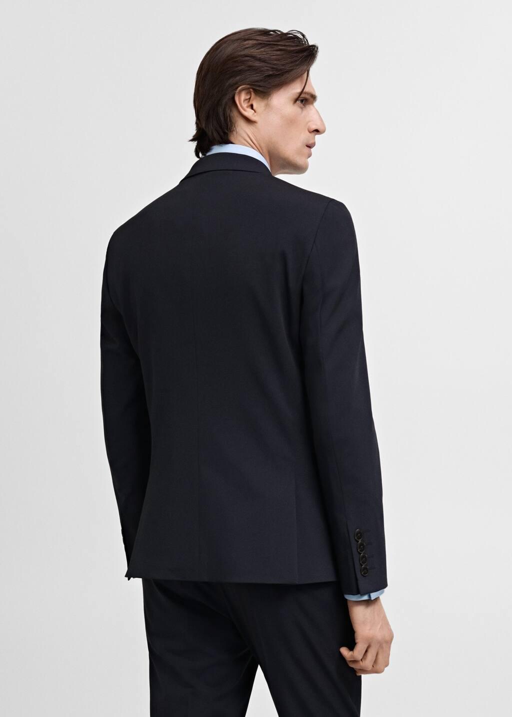 Navy Super Slim Fit Suit Jacket Made Of Stretch Fabric, , large image number 6