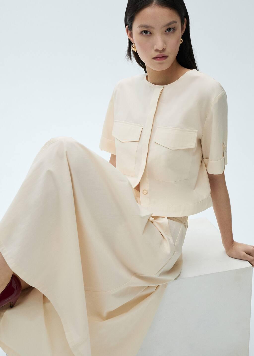 Beige Pleated Midi-Skirt, , large image number 1