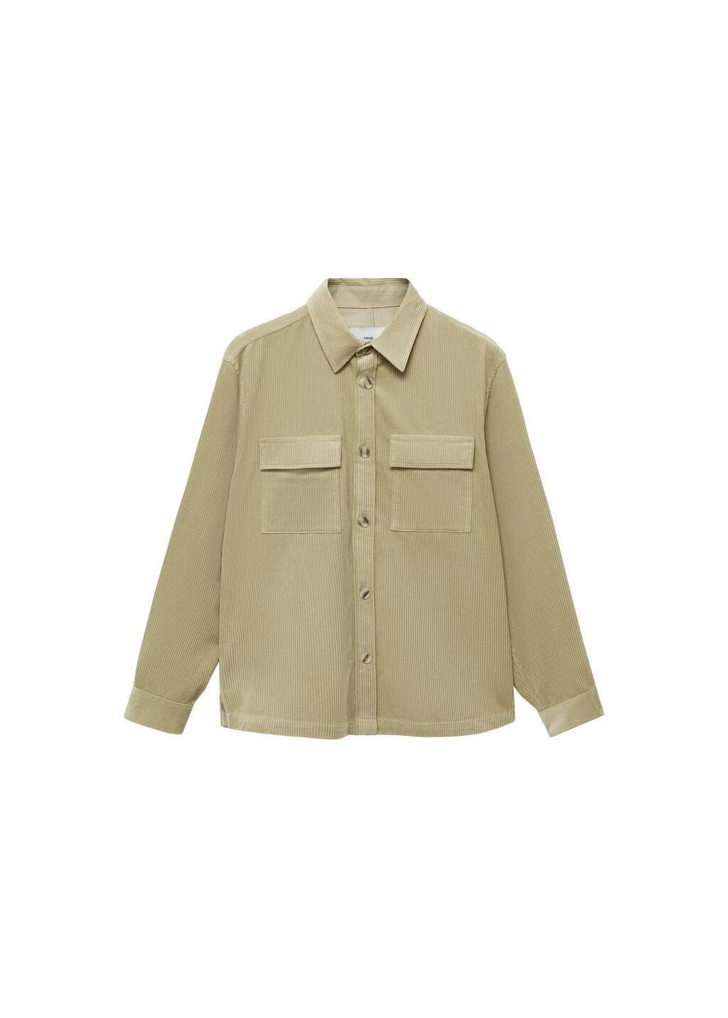 Green Corduroy Overshirt With Pockets, , large image number 2