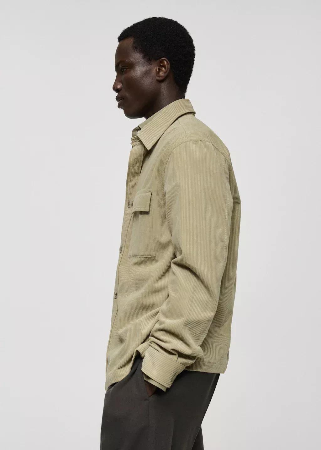 Green Corduroy Overshirt With Pockets, , large image number 3