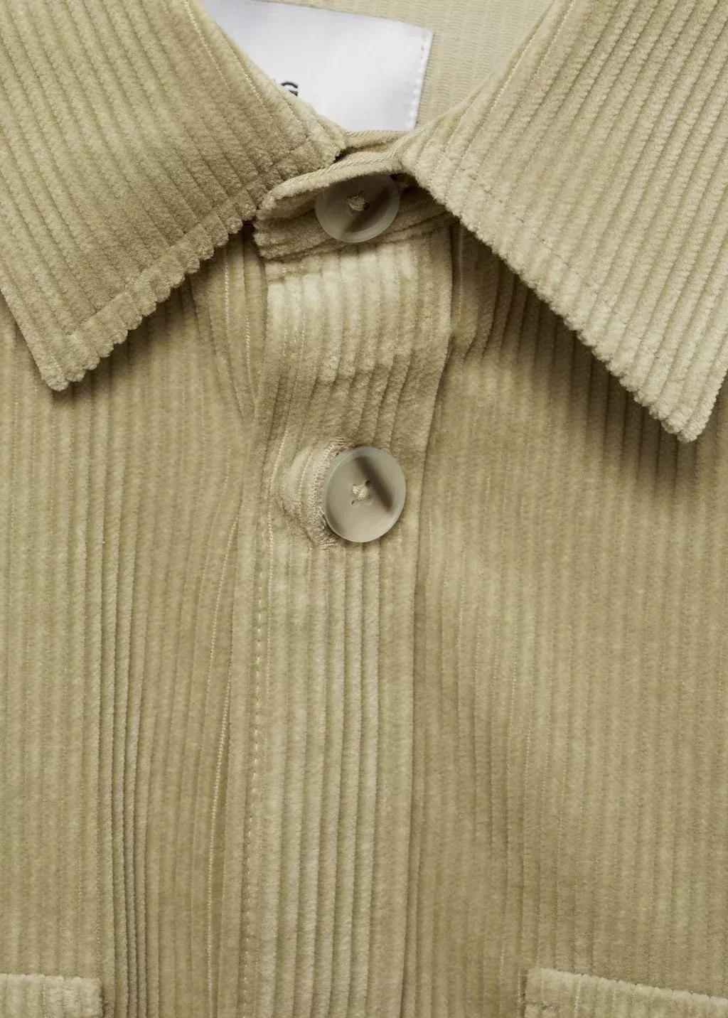 Green Corduroy Overshirt With Pockets, , large image number 6