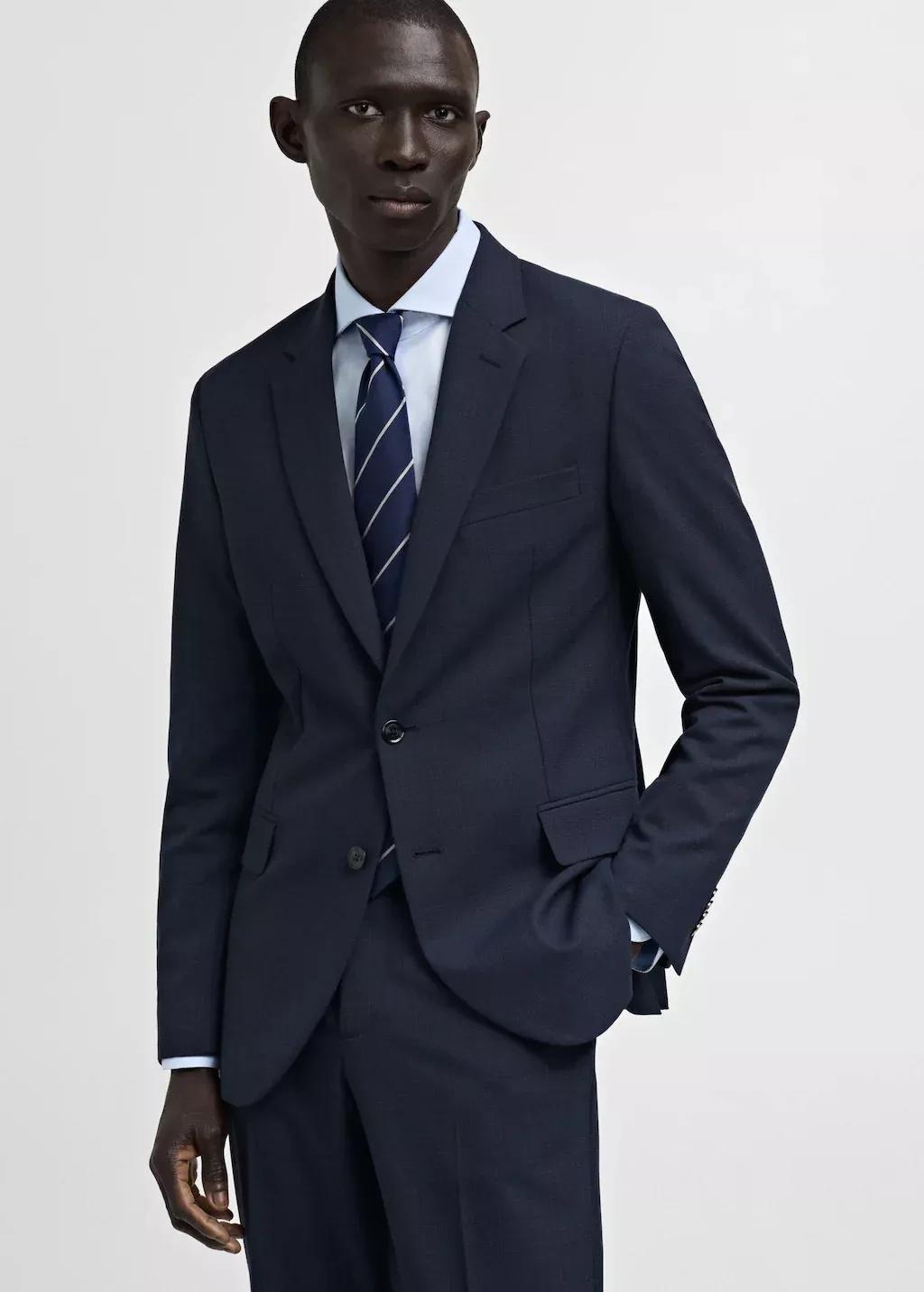 Navy Slim Fit Suit Blazer, , large image number 0
