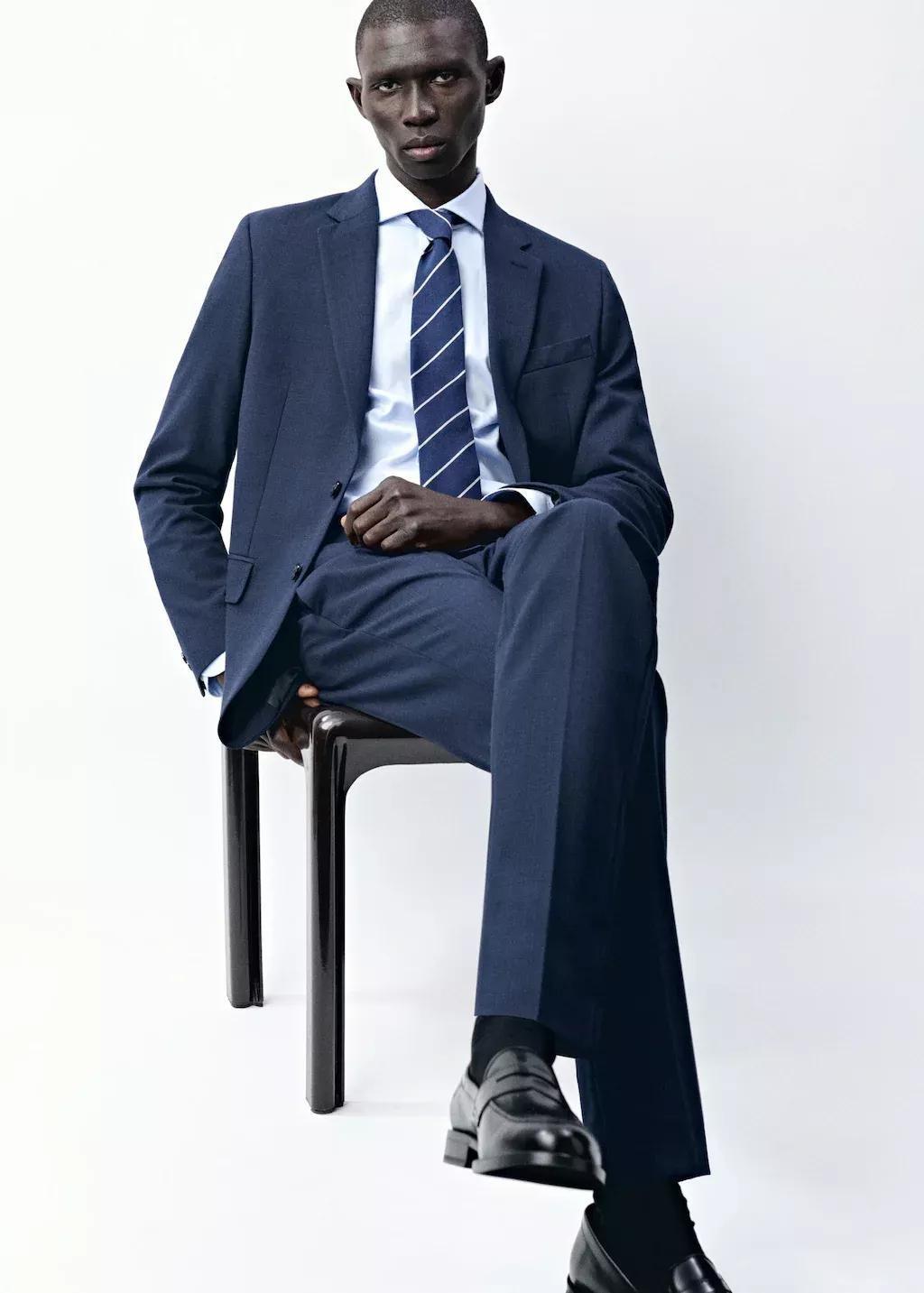 Navy Slim Fit Suit Blazer, , large image number 6