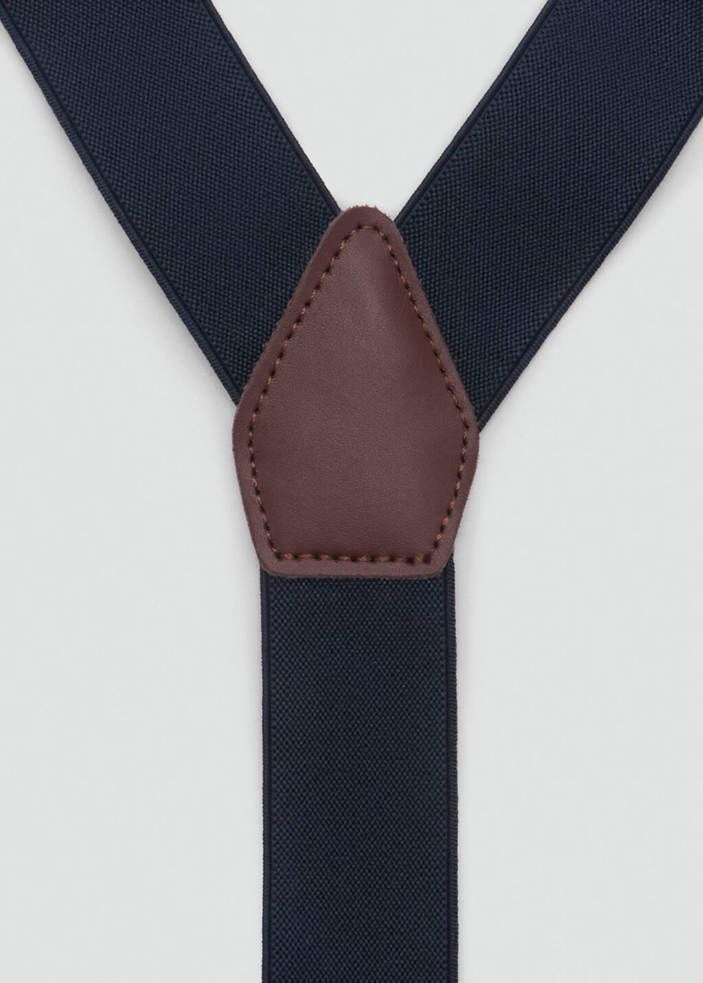 Navy Adjustable Elastic Straps With Leather Details, Navy, large image number 1