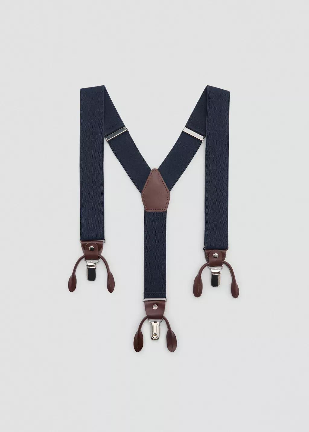 Navy Adjustable Elastic Straps With Leather Details, Navy, large image number 4