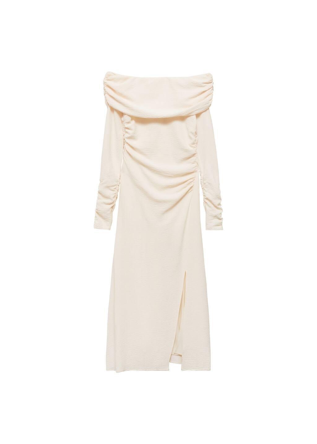 White Off-The-Shoulder Draped Dress, , large image number 2