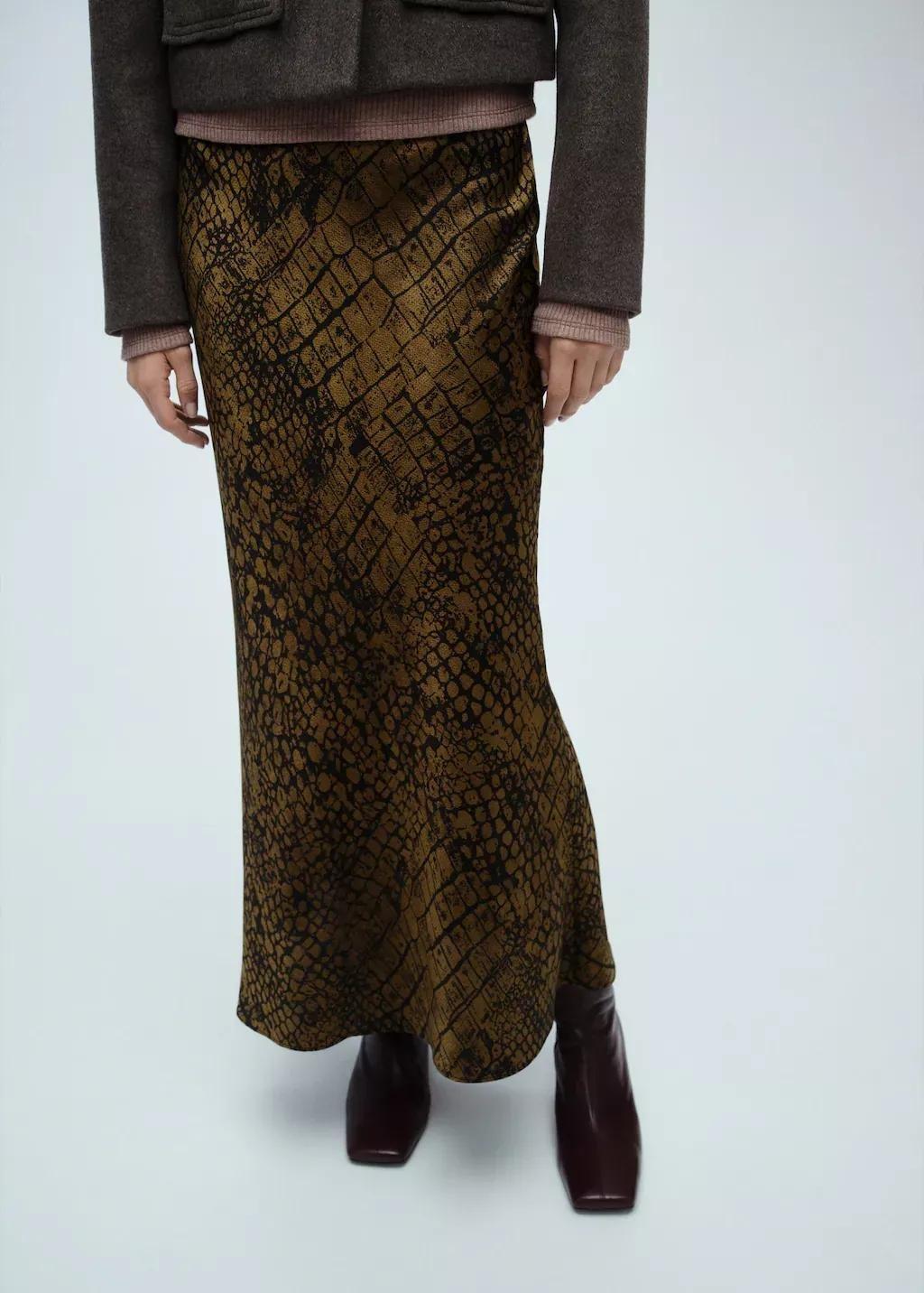 Brown Coco Print Flared Skirt, , large image number 0
