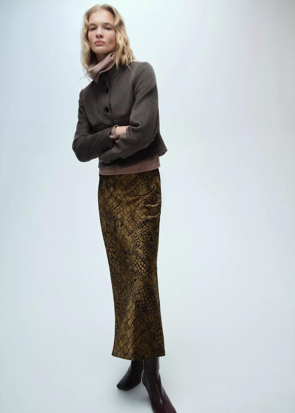 Brown Coco Print Flared Skirt, , large image number 3